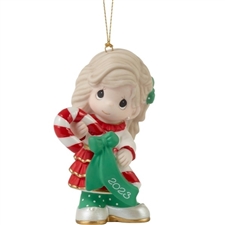Precious Moments - Sweet Christmas Wishes 2023 Dated Girl Ornament 231002