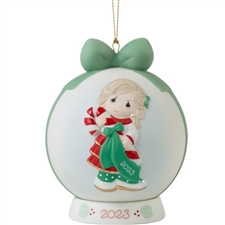 Precious Moments - Sweet Christmas Wishes 2023 Dated Girl Ball Ornament 231003