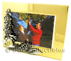 50th Anniversary Gold Frame With Bells Picture Frame