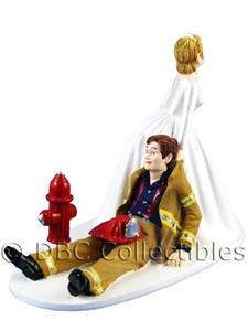 Firefighter Now I Have You Tan Gear - Wedding Cake topper