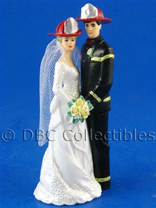 Mr And Mrs Firefighter Our Day Black Gear- Wedding Cake topper