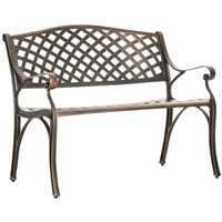 Outsunny Cast Aluminium Outdoor Garden Bench 2 Seater Antique Patio Loveseat, Bronze