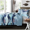 Blue Serenity Sea Fish Coral Coverlet Quilt Bedspread Set