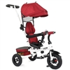 Kids Tricycle, Kids Folding Steer Stroller with Rotatable Seat, Adjustable Push Handle & Canopy, Safety Harness, Storage Bag