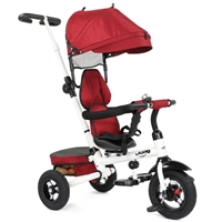 Kids Tricycle, Kids Folding Steer Stroller with Rotatable Seat, Adjustable Push Handle & Canopy, Safety Harness, Storage Bag