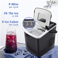 JYHandG Portable Ice Maker 9 Cubes ready in 9 min/26lbs per 24h with 2 Optional Ice Cube Sizes