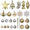 109 CT Gold Christmas Ornaments Set 2022 Decorative Christmas Tree Decorations, Various 25 styles of Xmas Decor with Christmas Balls, Stocks, Star, Icicle, Snow Flakes, Candy, Onion for Holiday