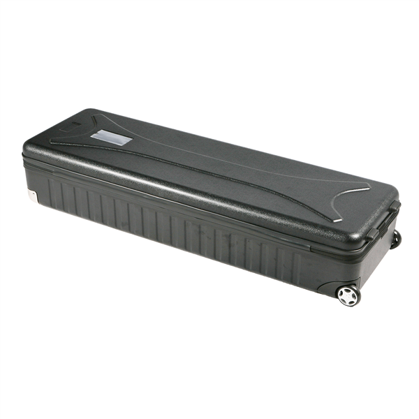 Sturdy molded plastic shipping case, ideal for protecting your trade show displays. Case includes wheels for easier transportation.