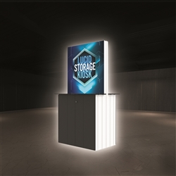 Lucid Double Counter Storage Kiosk | Backlit Trade Show Booth