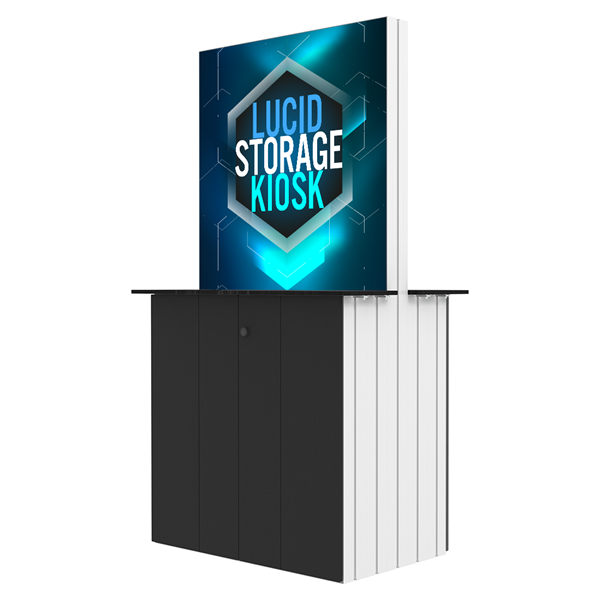 Lucid Double Counter Storage Kiosk | Backlit Trade Show Booth