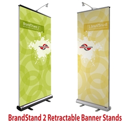 39.4in x 80in Brandstand Double-Sided Retractable Banner Stand w/ Fabric Banner enhance your trade show presentation. Banners with stands and other graphics not just for trade shows. Banner stand helps draw attention to your exhibit at trade show or even