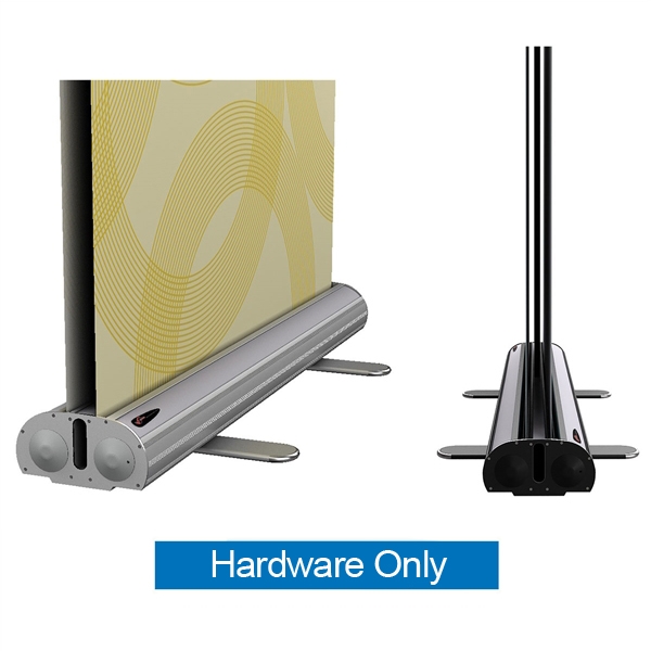 33.5in x 80in Brandstand Double-Sided Retractable banner stand hardware to enhance your trade show presentation. Banners with stands and other graphics not just for trade shows. Banner stand helps draw attention to your exhibit at trade show or event