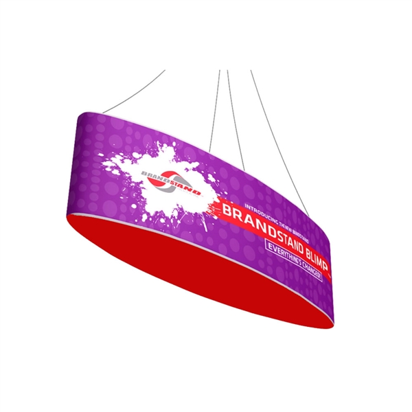 12ft x 42in Blimp Ellipse Double-Sided Hanging Tension Fabric Banner | Trade Show Booth Ceiling Hanging Sign