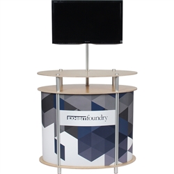 The portable, stylish, and eye-catching Ellipse Kiosk is perfect for engaging in conversation and attract attendees at any trade shows.