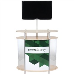 The portable, stylish, and eye-catching Ellipse Vertical Showcase Kiosk is perfect for engaging in conversation and attract attendees at any trade shows.