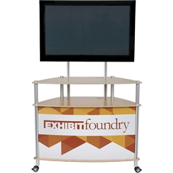 The portable, stylish, and eye-catching Trapezoid Kiosk is perfect for engaging in conversation and attract attendees at any trade shows.