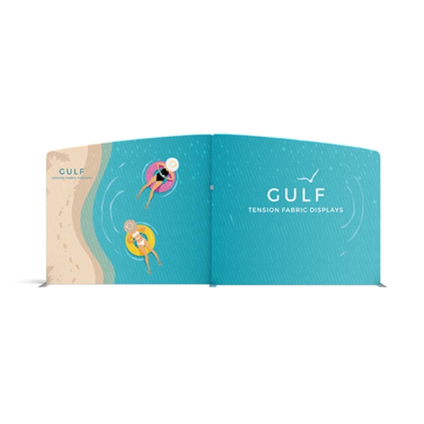 20ft Gulf Waveline Media Display | Double-Sided Tension Fabric Booth
