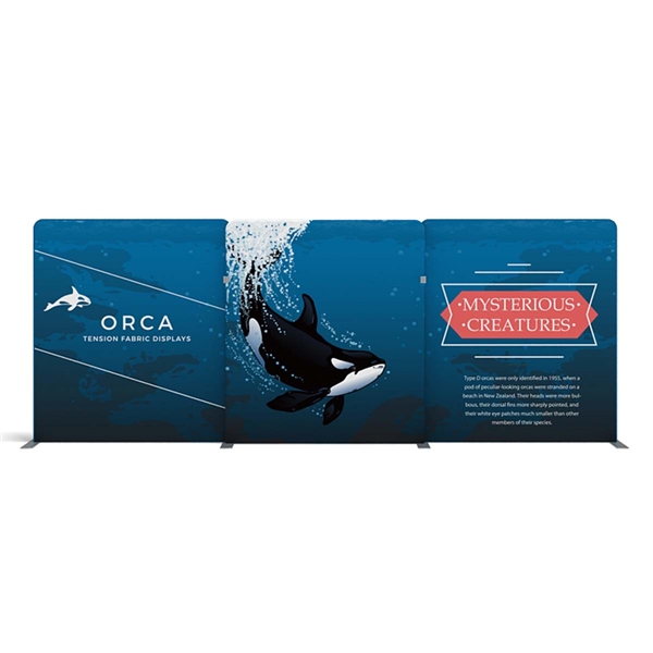 20ft Orca A Waveline Media Display | Double-Sided Tension Fabric Booth