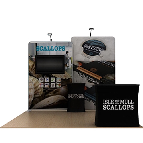 10ft Scallop A Waveline Media Display & TV Monitor Mount | Double-Sided Tension Fabric Booth