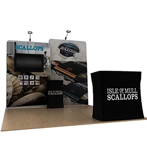 10ft Scallop B Waveline Media Display & TV Monitor Mount | Double-Sided Tension Fabric Booth