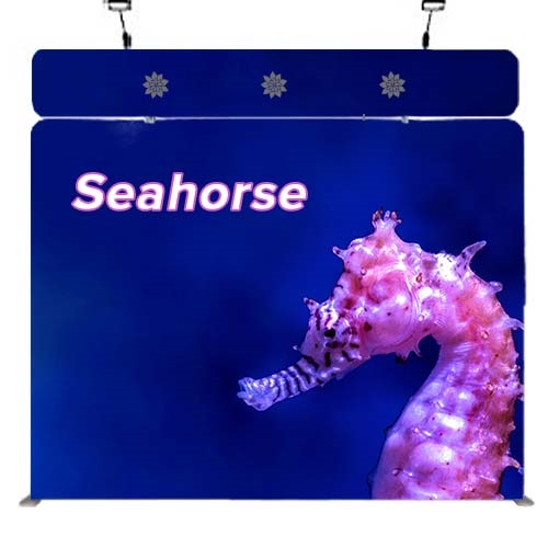 10ft Seahorse B Waveline Media Display | Single-Sided Tension Fabric Exhibit