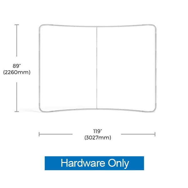 10ft Curved Waveline Media Display | Backwall Hardware Only