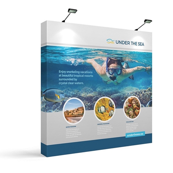 8ft x 5ft Makitso OneFabric Tabletop Straight Display  w/ End Caps.  Choose this easy, impactful and affordable display to stand out from your competition at your next trade show.
