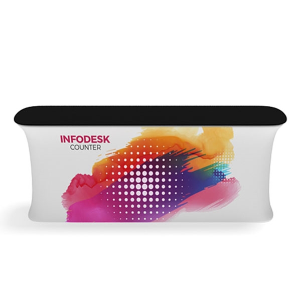 7.5ft Wide Waveline InfoDesk Trade Show Counter - Kit 03F | Tension Fabric Graphics