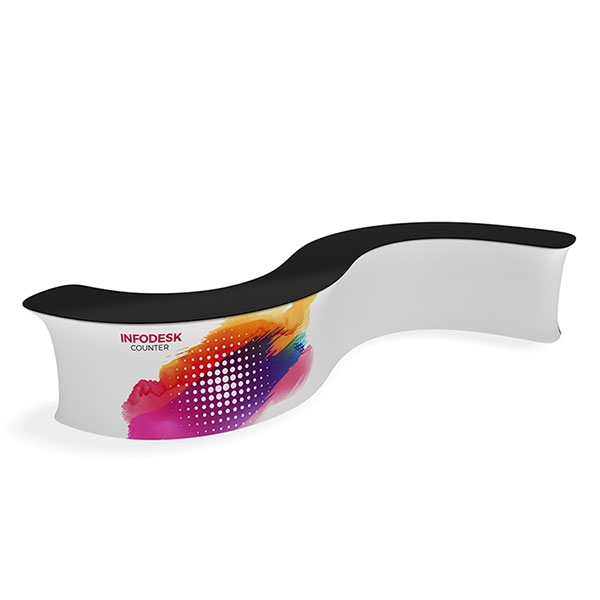 18.5ft Wide Waveline InfoDesk Trade Show Counter - Kit 08S | Tension Fabric Graphics