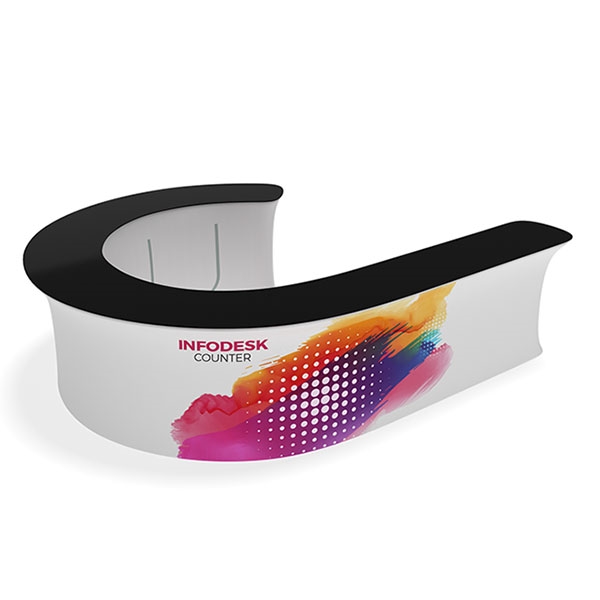 Waveline InfoDesk Trade Show Counter - Kit 08J | Tension Fabric Graphics