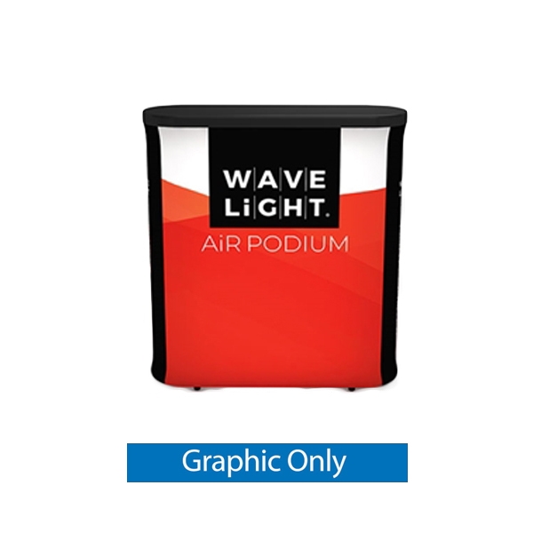 The WaveLight® Air Podium Double Sided is an eye-catching combination of backlit inflatable displays backed by a lightweight tension fabric display wall.