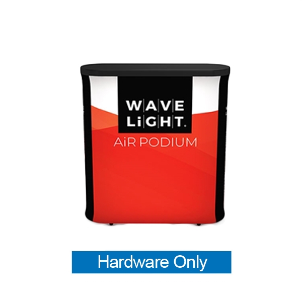 The WaveLightï¿½ Air Podium Double Sided is an eye-catching combination of backlit inflatable displays backed by a lightweight tension fabric display wall.