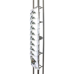 Orbital 10 pocket Stringer literature rack. Holds literature up to 9inches in width. Clamps on to truss saving valuable floor space. Designed for use on the Orbital truss systems only.