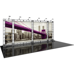 20ft Hercules 12 Orbital Express Truss Back Exhibit with Fabric Graphics is the next generation in dynamic trade show structure. Modular and portable display truss for stage systems, trade show exhibit stands, displays and backwall booths