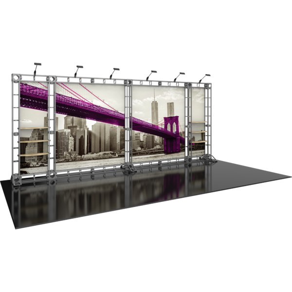 20ft Hercules 12 Orbital Express Truss Back Exhibit with Fabric Graphics is the next generation in dynamic trade show structure. Modular and portable display truss for stage systems, trade show exhibit stands, displays and backwall booths