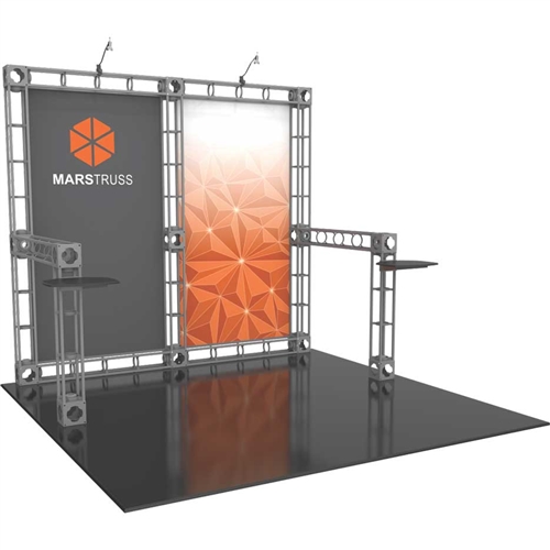 10ft x 10ft Mars Orbital Express Trade Show Truss Display with Fabric Graphics twist and lock system makes the Orbital Express Truss Display quite possibly the world's fastest truss to assemble. We also do custom design for Truss Displays