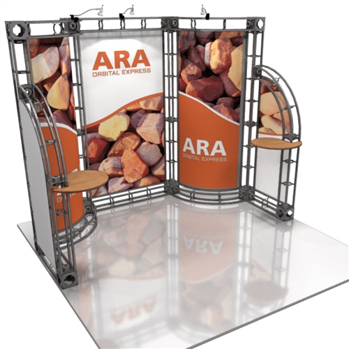 10ft x 10ft Ara Orbital Express Truss Display Replacement Rollable Graphics. Replacement Trade Show Display Graphics, Exhibit Display Graphics, mural headers, pop-up graphics. Creating new and replacement graphics for all kinds of trade show exhibits