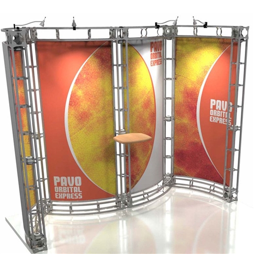 10ft x 10ft Pavo Orbital Express Truss Display Replacement Fabric Graphics. Replacement Trade Show Display Graphics, Exhibit Display Graphics, mural headers, pop-up graphics. Creating new and replacement graphics for all kinds of trade show exhibits