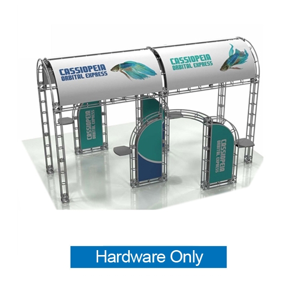 20ft x 20ft Island Cassiopeia Orbital Express Truss Display Hardware Only is the next generation in trade show exhibits. Cassiopeia Orbital Express Truss Kit is a premium trade show display is designed to be used in a 20ft x 20ft exhibit space