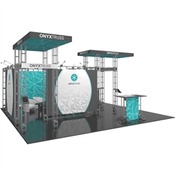 20ft x 20ft Island Onyx Orbital Express Truss Display with Fabric Graphic is the next generation in dynamic trade show exhibits. Onyx Orbital Express Truss Kit is a premium trade show display is designed to be used in a 20ft x 20ft exhibit space
