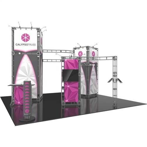 20ft x 20ft Island Calypso Orbital Express Truss Display with Rollable Graphic is the next generation in dynamic trade show exhibits. Calypso Orbital Express Truss Kit is a premium trade show display is designed to be used in a 20ft x 20ft exhibit space