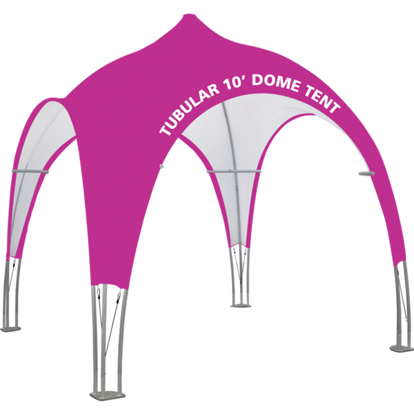 Outdoor 10ft x 10ft Tubular Dome Tent offer heavy duty commercial-grade popup frames designed for professional use. Canopies can customized with full color printing to display your company branding. Showcase your business name with our outdoor event tent