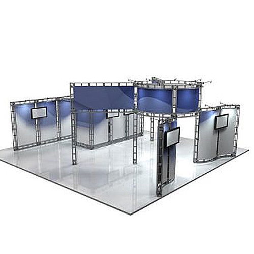 This Larger custom trade show truss system will help you stand out at the next trade show, drawing attention from across the exhibit floor.  Truss exhibits are one of the most structurally elaborate trade show displays.  They are popular with exhibitors