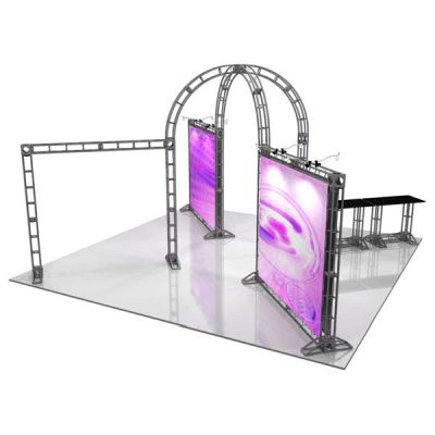 This 20 x 20 custom trade show truss system will help you stand out at the next trade show, drawing attention from across the exhibit floor.  Truss exhibits are one of the most structurally elaborate trade show displays.  They are popular with exhibitors