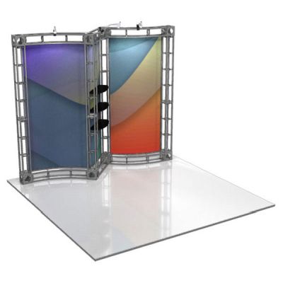 This 10 x 10 custom trade show truss system will help you stand out at the next trade show, drawing attention from across the exhibit floor.  Truss exhibits are one of the most structurally elaborate trade show displays.  They are popular with exhibitors