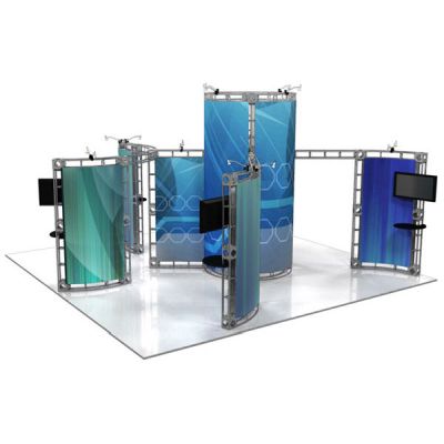 This 20 x 20 custom trade show truss system will help you stand out at the next trade show, drawing attention from across the exhibit floor.  Truss exhibits are one of the most structurally elaborate trade show displays.  They are popular with exhibitors