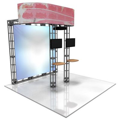 This 10 x 10 custom trade show truss system will help you stand out at the next trade show, drawing attention from across the exhibit floor.  Truss exhibits are one of the most structurally elaborate trade show displays.  They are popular with exhibitors