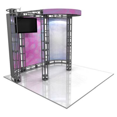 This 10 x 10 custom trade show truss system will help you stand out at the next trade show, drawing attention from across the exhibit floor.  Truss exhibits are one of the most structurally elaborate trade show displays.  They are popular with exhibitors