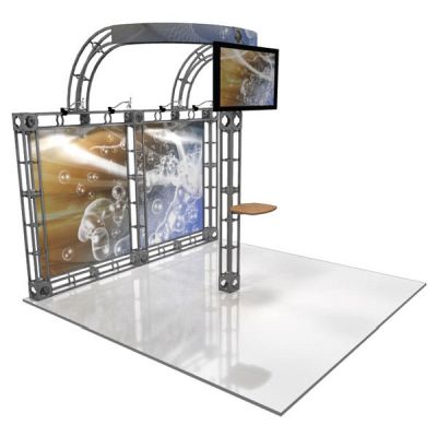 This 10 x 10 custom trade show truss system will help you stand out at the next trade show, drawing attention from across the exhibit floor.  Truss exhibits are one of the most structurally elaborate trade show displays.  They are popular with exhibitors