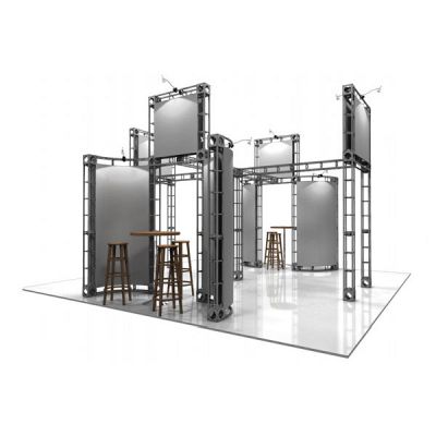 This 20 x 20 custom trade show truss system will help you stand out at the next trade show, drawing attention from across the exhibit floor.  Truss exhibits are one of the most structurally elaborate trade show displays.  They are popular with exhibitors